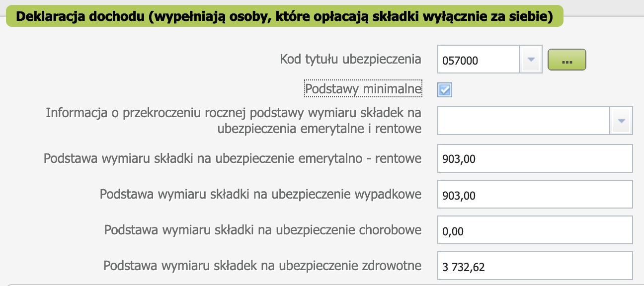 Podstawy minimalne checkbox to calculate all contributions