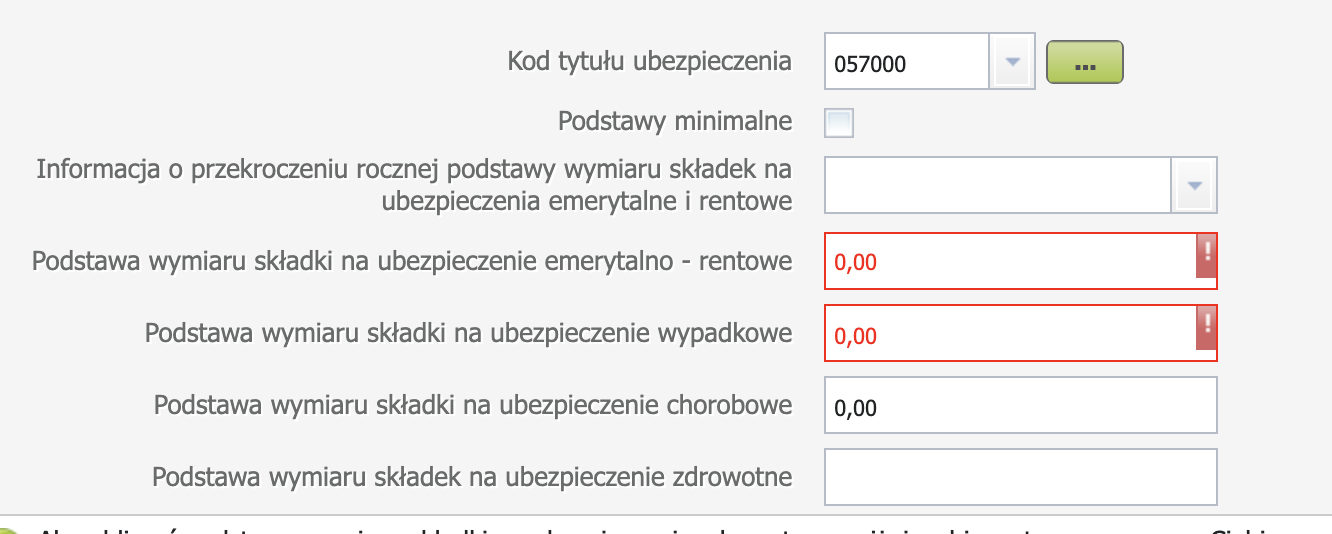 Podstawy składek form: Kod tytułu ubezpieczenia