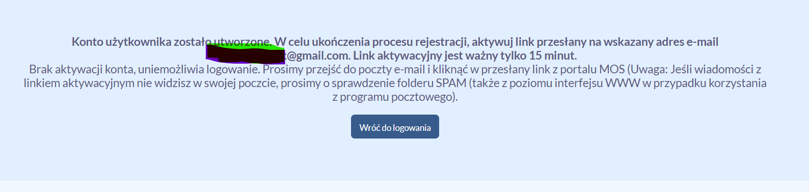 Activation e-mail notice