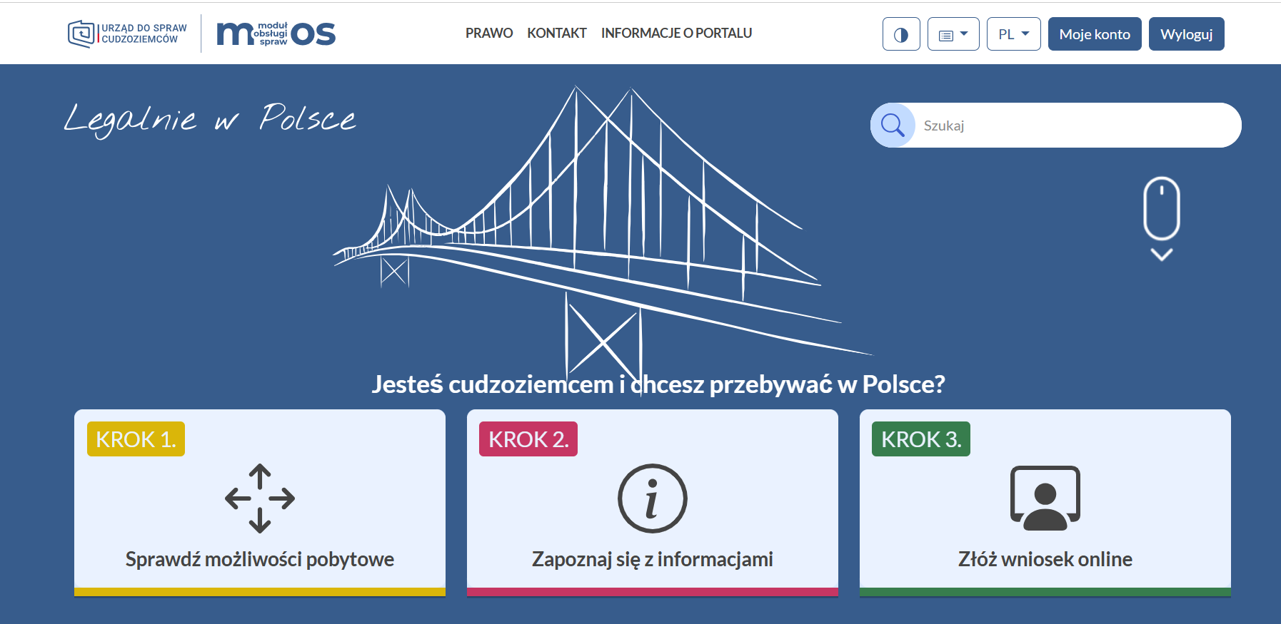 Logged-in MOS home page