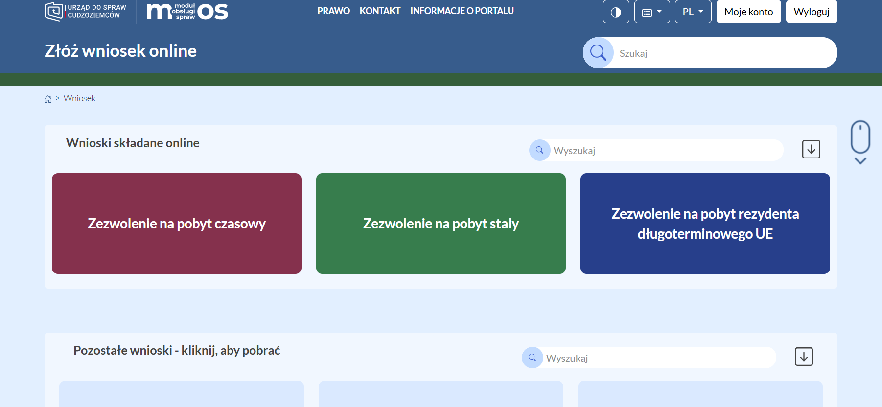 Choosing the wniosek type