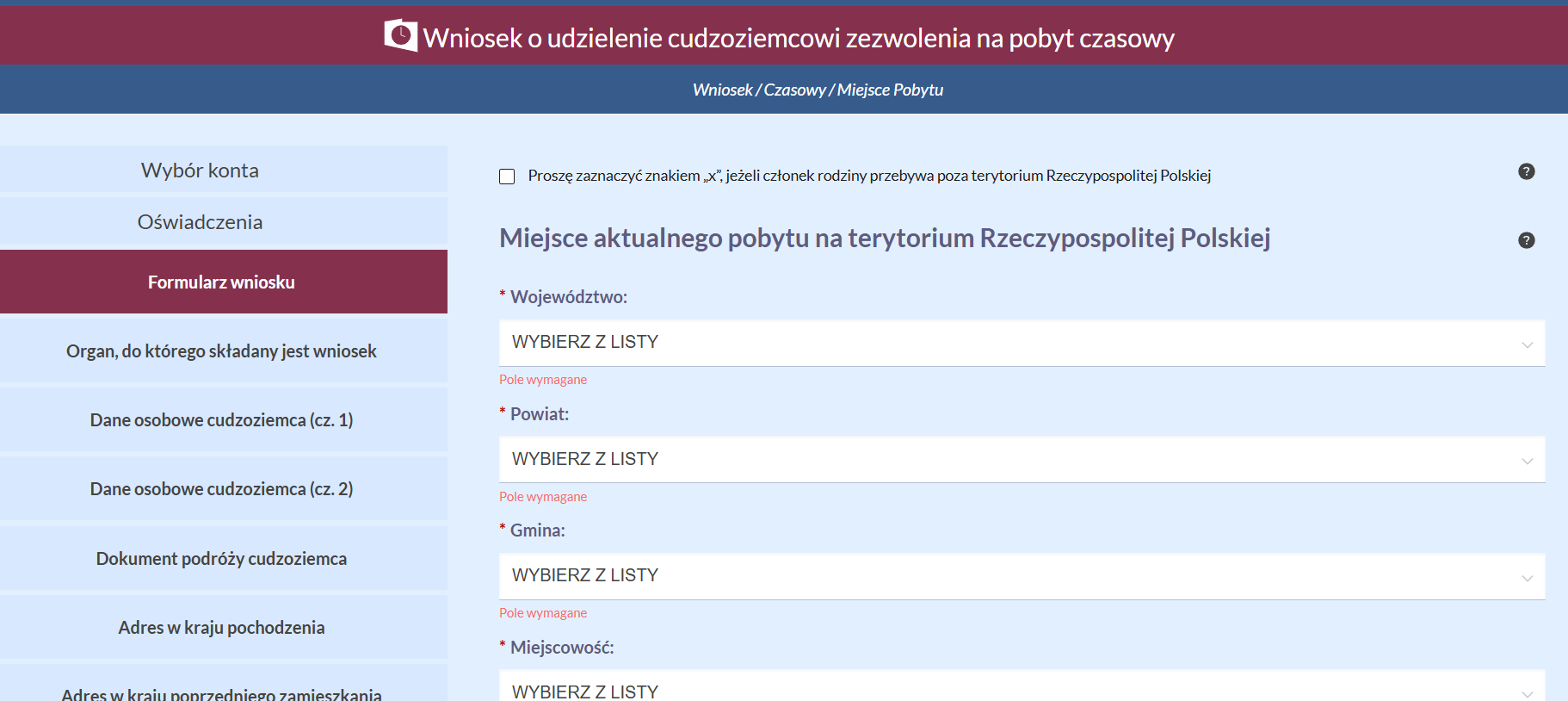 Current stay in Poland