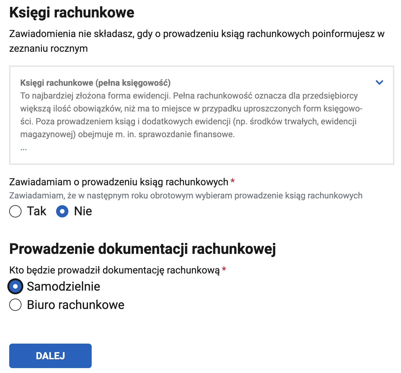 Dokumentacja rachunkowa step: who will keep the accounting records