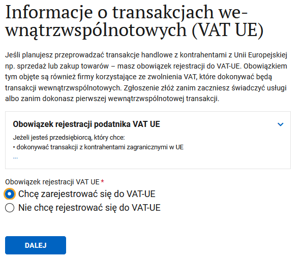 Question about registering as a VAT-UE taxpayer