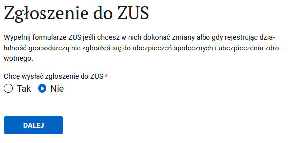 ZUS data change section