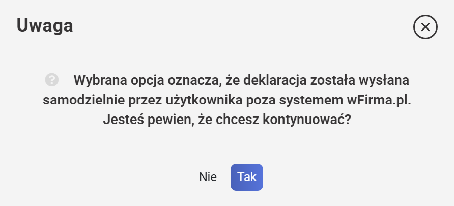 wFirma: warning when marking the ZUS DRA declaration as sent