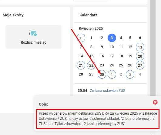 wFirma calendar