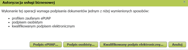 Document signature method selection window