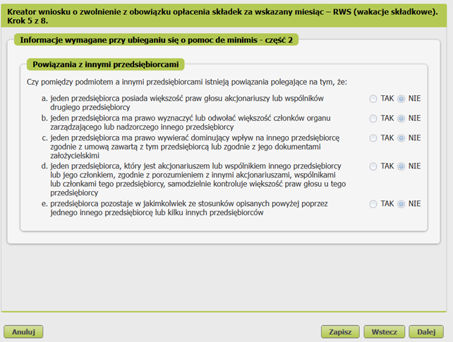 RWS form: questions about relationships with other entrepreneurs, all answers Nie